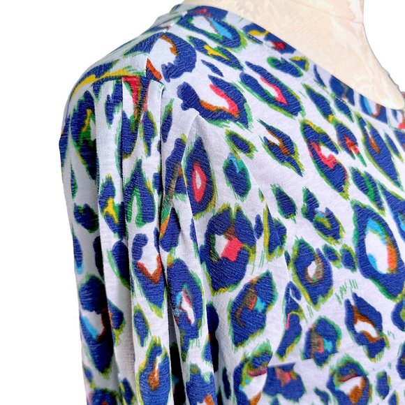 Nine West Cheetah Blouse Multicolor Blue Women's Small Winter 2019 - Picture 4 of 11